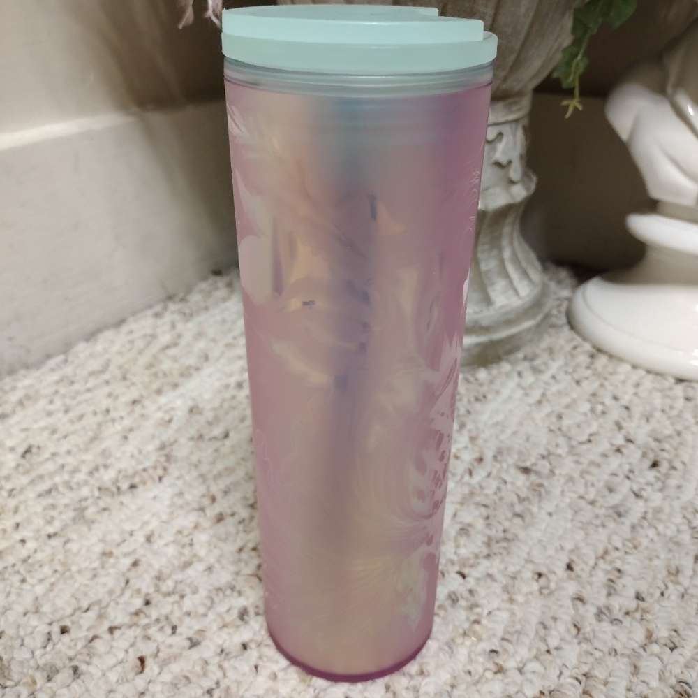 Starbucks Iridescent Pink Travel Coffee Tumbler With Siren Design And Mint Lid - Picture 4 of 8
